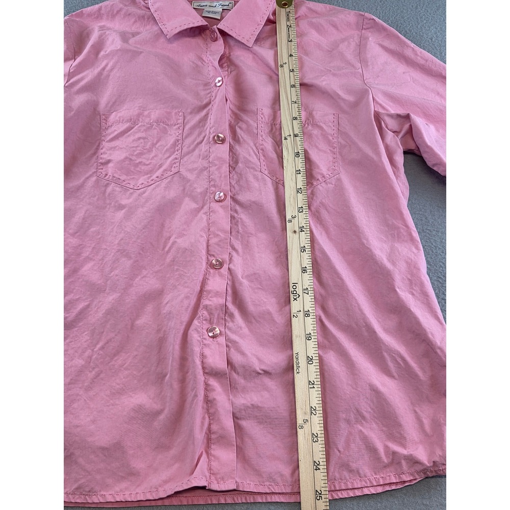 Anna and Frank 90s Pink Silk Button Up Minimalist Casual Luxe Blouse 3/4 Sleeve - Picture 8 of 12